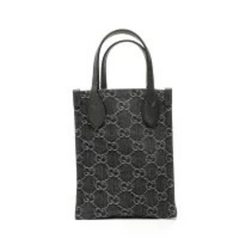 Gucci GG Denim Tote Handbag Black